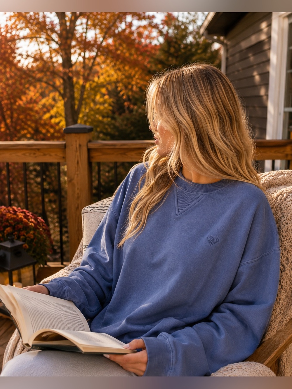 ROXY | Dusty Periwinkle Blue | Crewneck | XL | Fall Essential 🍁